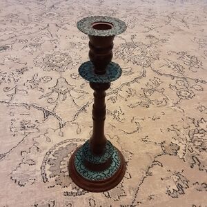 Elegant Brown and Teal Candle Holder